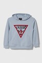 Guess bluza bawełniana dziecięca z kapturem niebieski L4RQ23.KAD74.PPYH