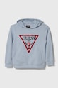 Guess bluza bawełniana dziecięca z kapturem niebieski L4RQ23.KAD74.PPYH