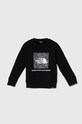 Παιδική βαμβακερή μπλούζα The North Face REDBOX CREW χωρίς κουκούλα μαύρο NF0A89PC