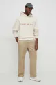 Βαμβακερή μπλούζα Calvin Klein Jeans μπεζ