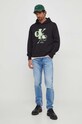 Calvin Klein Jeans hanorac de bumbac J30J324630 negru SS24