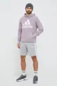 Хлопковая кофта adidas фиолетовой