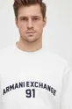 λευκό Βαμβακερή μπλούζα Armani Exchange