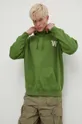 зелен Памучен суичър Wood Wood Cass AA Moss Embroidery Hoodie Чоловічий