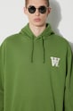 Бавовняна кофта Wood Wood Cass AA Moss Embroidery Hoodie 10285606.2424 зелений