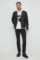 Βαμβακερή μπλούζα Karl Lagerfeld μπεζ