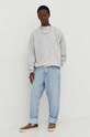 American Vintage bluza bawełniana SWEAT ML COL ROND MKOD03BE24 szary SS24