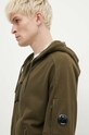 C.P. Company felpa in cotone Diagonal Raised Fleece Zipped verde 16CMSS400A005086W