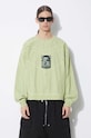 Clothing PLEASURES cotton sweatshirt Mentor Crewneck P24SP044.MATCHA green