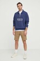 The Mercer Brand bluza bawełniana The Quarter Zip MEAP241007 granatowy SS24