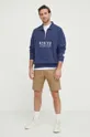 Mercer Amsterdam pamut melegítőfelső The Quarter Zip sötétkék