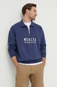 The Mercer Brand bluza bawełniana The Quarter Zip granatowy MEAP241007