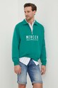 The Mercer Brand bluza bawełniana The Quarter Zip zielony MEAP241007