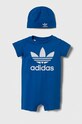 adidas Originals rampers bawełniany niemowlęcy niebieski IS7258
