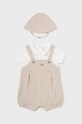 Mayoral Newborn rampers bawełniany niemowlęcy Produkt niemowlęcy beżowy 1616.1C.Newborn.PPYH