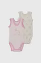 różowy United Colors of Benetton body bawełniane niemowlęce 2-pack Dziecięcy
