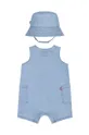 Хлопковый ромпер для младенцев Levi's LVB DENIM ROMPER & BUCKET HAT голубой