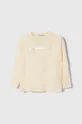 béžová Detská bavlnená košeľa s dlhým rukávom Calvin Klein Jeans Chlapčenský