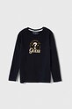 Guess longsleeve bawełniany dziecięcy nadruk granatowy L4RI11.K8HM4.PPYH