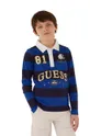 modrá Detská bavlnená košeľa s dlhým rukávom Guess Chlapčenský