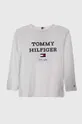 biela Detská bavlnená košeľa s dlhým rukávom Tommy Hilfiger Chlapčenský