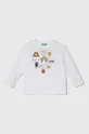 biały United Colors of Benetton longsleeve bawełniany dziecięcy Chłopięcy