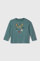 United Colors of Benetton longsleeve bawełniany dziecięcy nadruk turkusowy 3096G10DK.P.Seasonal