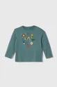 tyrkysová Detská bavlnená košeľa s dlhým rukávom United Colors of Benetton Chlapčenský