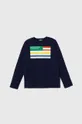 granatowy United Colors of Benetton longsleeve bawełniany dziecięcy Chłopięcy