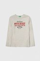 United Colors of Benetton longsleeve bawełniany dziecięcy nadruk szary 3I1XC10HB.G.Seasonal