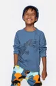 plava Dječja pamučna majica dugih rukava Coccodrillo Za dječake