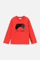 rdeča Otroška bombažna majica z dolgimi rokavi Coccodrillo Fantovski