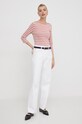 Βαμβακερή μπλούζα με μακριά μανίκια Tommy Hilfiger WW0WW40589 ροζ AA00
