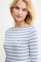 Бавовняний лонгслів Tommy Hilfiger блакитний WW0WW40589