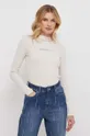 béžová Tričko s dlhým rukávom Calvin Klein Jeans