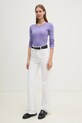 Бавовняний лонгслів United Colors of Benetton 3GA2E16G0 фіолетовий SS25