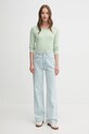 Памучна блуза с дълги ръкави United Colors of Benetton 3GA2E16G0 зелен AW25
