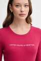 United Colors of Benetton top a maniche lunghe in cotone rosa 3GA2E16G0