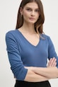 United Colors of Benetton longsleeve din bumbac albastru 3GA2E4245