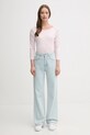 Памучна блуза с дълги ръкави United Colors of Benetton 3GA2E16A1 розов AA00