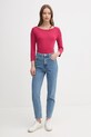 Памучна блуза с дълги ръкави United Colors of Benetton 3GA2E16A1 розов AA00