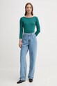 Памучна блуза с дълги ръкави United Colors of Benetton 3GA2E16A1 тюркоазен AA00