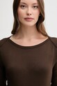 Памучна блуза с дълги ръкави United Colors of Benetton кафяв 3GA2E16A1