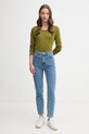 United Colors of Benetton longsleeve din bumbac 3GA2E16F9 verde AW25