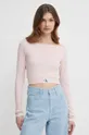 roza Majica z dolgimi rokavi Calvin Klein Jeans