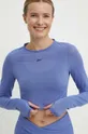 modrá Tričko s dlhým rukávom na jogu Reebok Lux Studio Mesh