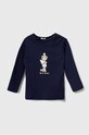 United Colors of Benetton longsleeve bawełniany dziecięcy nadruk granatowy 3I9WA1046.W.Seasonal