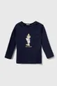tmavomodrá Detská bavlnená košeľa s dlhým rukávom United Colors of Benetton Dievčenský