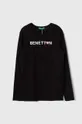 czarny United Colors of Benetton longsleeve bawełniany dziecięcy Dziewczęcy