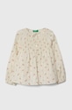Παιδική βαμβακερή μπλούζα United Colors of Benetton casual μπεζ 5KBUGQ01P.P.Seasonal
